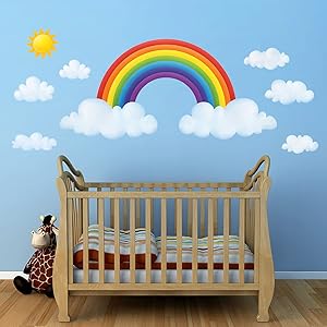 DECOWALL DL-1713L Rainbow and Clouds Kids Wall Stickers Wall Decals Peel and Stick Removable Wall Stickers for Kids Nursery Bedroom Living Room (Xlarge) décor