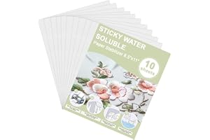 Water Soluble Stabilizer for Embroidery Printable 10PCS 8.5"x11" Stick and Stitch Embroidery Paper Wash Away