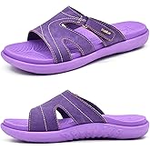 KuaiLu Womens Fashion Orthotic Slides Ladies Lightweight Athletic Yoga Mat Sandals Slip On Thick Cushion Slippers Sandals With Comfortable Plantar Fasciitis Arch Support
