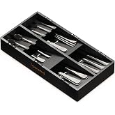 SpaceAid Bamboo Silverware Drawer Organizer with Labels, Kitchen Utensil Tray Holder Organizer for Flatware, Cutlery, Spoon and Knives Drawer Storage Organization (Black, 6 Slots)
