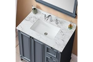 Runboll Bathroom Vanity Top, 43 Inch Sintered Stone Vanity Top with Undermount Rectangular Sink, 4" Backsplash, Pre-Drilled 3 Faucet Holese, Vanity Sink Tops for Bathroom (Cabinet Not Included)