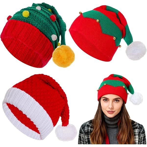Pack De 4 Gorros Navideños De Elfo Y Papá Noel - Sombreros De Tela Suave Para Adultos Y Niños, Decoración Divertida Para Fiestas