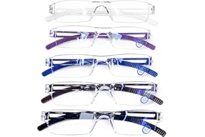 AQWANO Rimless Reading Glasses Women Men Computer Blue Light Blocking, Clear Frames Readers Anti Glare Filter Lightweight Comfort (5 Pack Mix Color, 2.5)