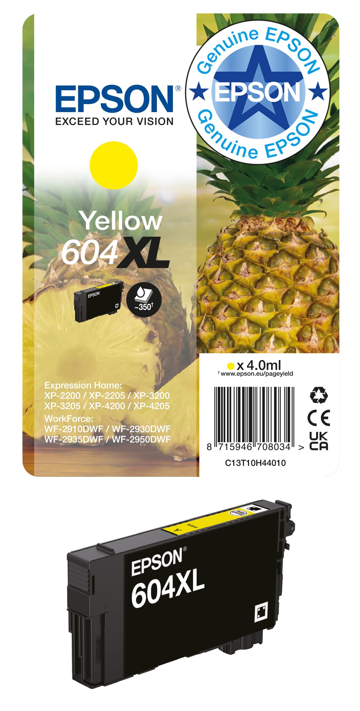 Epson 604XL Pineapple, Genuine Yellow Ink Cartridge