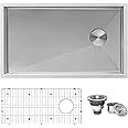 Ruvati 32-inch Rounded Corners Slope Bottom Offset Drain Reversible Kitchen Sink - 16 Gauge Stainless Steel Kitchen Sink with Brushed Finish hides scratches, Easy-to-Clean Undermount Sinks - RVH7490