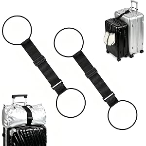Multi Use Strong Adjustable Luggage Connector Straps for Suitcases, 2 Pack Elastic Bungee Straps to Connect Two Suitcases, Ad