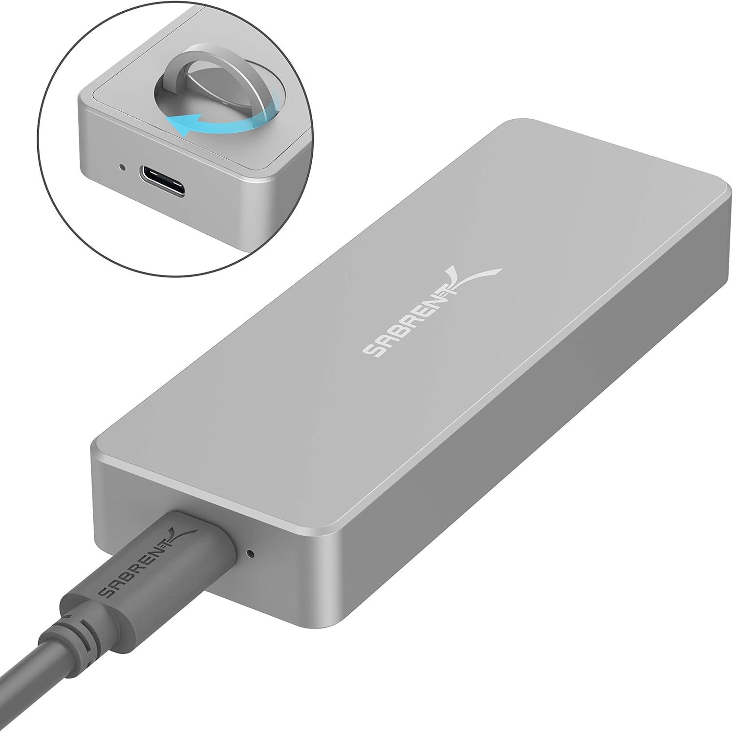 Sabrent USB 3.2 Tool-Free Enclosure for NVMe PCIe M Key M.2 SSD [Silver] (EC-TFNE)