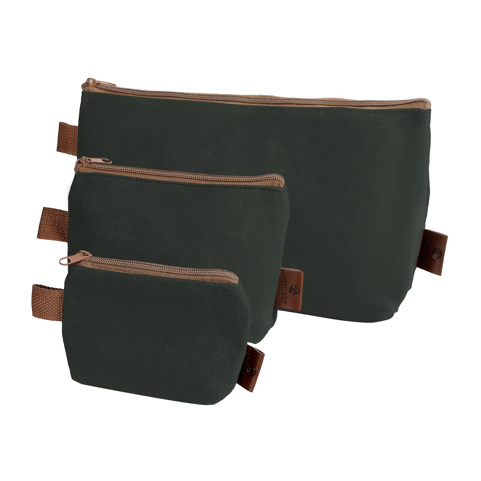 TopHomer PORTABLE TOOL BAG, 3Size Canvas Zipper Pouch, Tool Pouch Organizer, Heavy Duty Waxed Canvas Small Zipper Bag Pouch, Utility Organiser Bag, Storage Pouches (Light Green)
