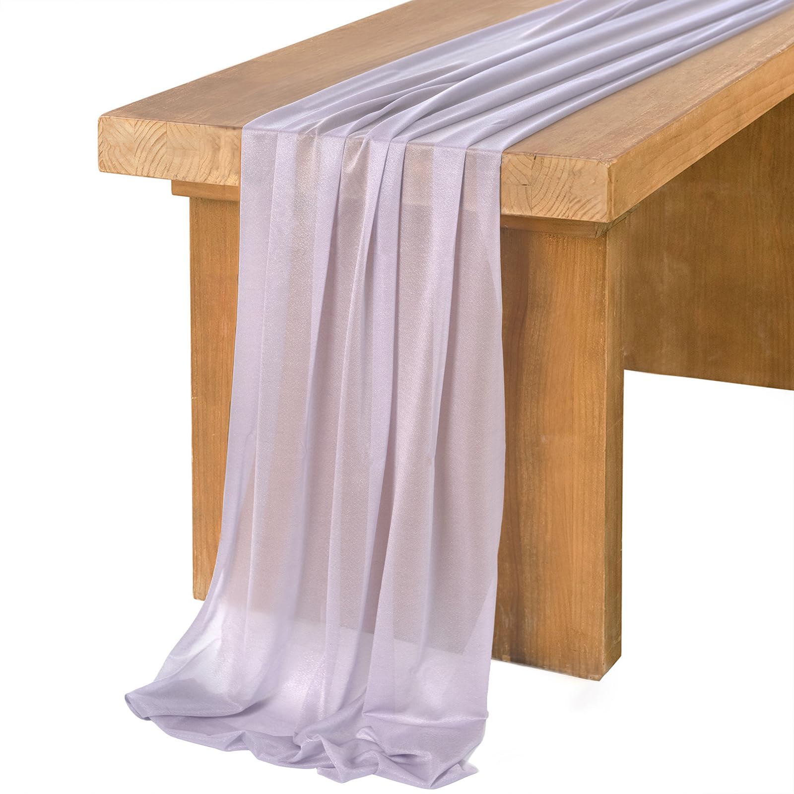 Photo 1 of Ling's Moment 14Ft Light Purple Chiffon Like Table Runner Sheer Lilac Table Runner for Wedding Reception Rustic Boho Wedding Party Bridal Shower Purple Lavender Tablecloths Decorations