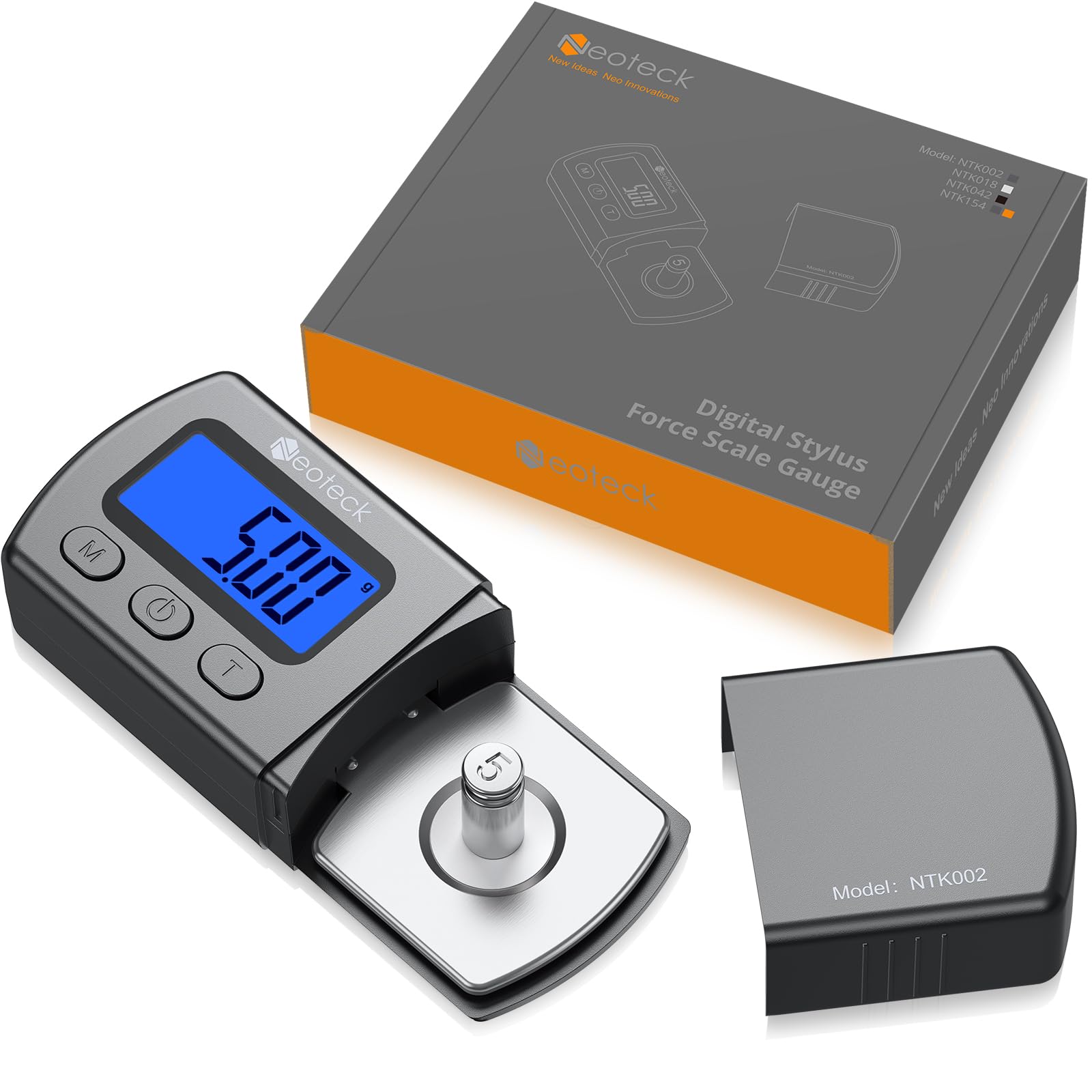Neoteck Digital Turntable Stylus Force Scale Gauge 0.01g/5.00g with Blue LCD Backlight and 5g Calibration, Stylus Pressure Gauge for Tonearm Phono Cartridge