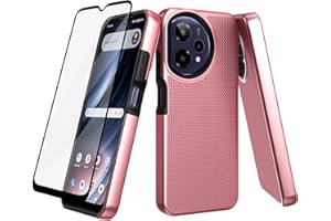 Ailiber for Cricket Icon Pro 2026 Phone Case, AT&T Motivate Pro 2 5G Case with Screen Protector, Dual Layer Shockproof, Silicone Bumper Non Slip Back, Heavy Duty Rugged Cell Phone Cover-Rose Gold