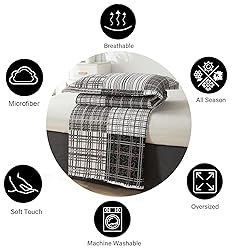 Ycosy King Size Quilt Set Bedding Plaid Patchwork