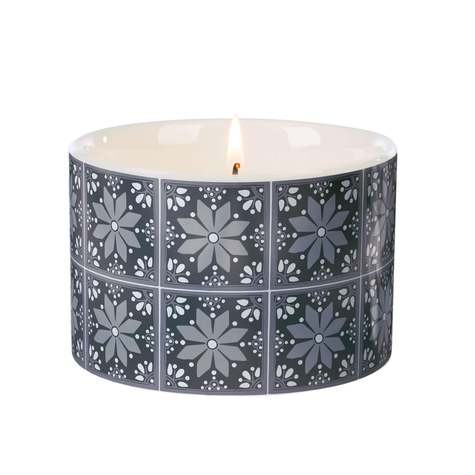 Fired Earth Wax Lyrical Medium Ceramic Candle, Silver Needle Tea, Up to 26 Hour Burn time