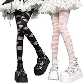 JIE CARALL 2 Pairs Halloween Mummy Tights Gothic Punk Bandage High Stocking Y2k Cross Straps Tights Pantyhose Bandage Hosiery for Women Halloween Masquerade Cosplay Party Costume