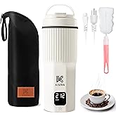 KIVRA Travel Kettle-316 Stainless Steel Portable kettle, 450mL Portable Water Boiler with 6 Temperature Control, Auto Shut Off & Boil Dry Protection, Small Electric Kettle for Global Use (100-240V)