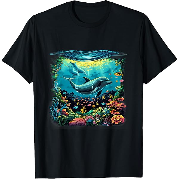 Amazon.com: Rainbow Dolphin Tropical Ocean Dolphins T-Shirt