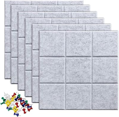 Uoisaiko 90x60cm Large Felt Pin Board 6 Pack 0.9cm Thick Acoustic Vision Board