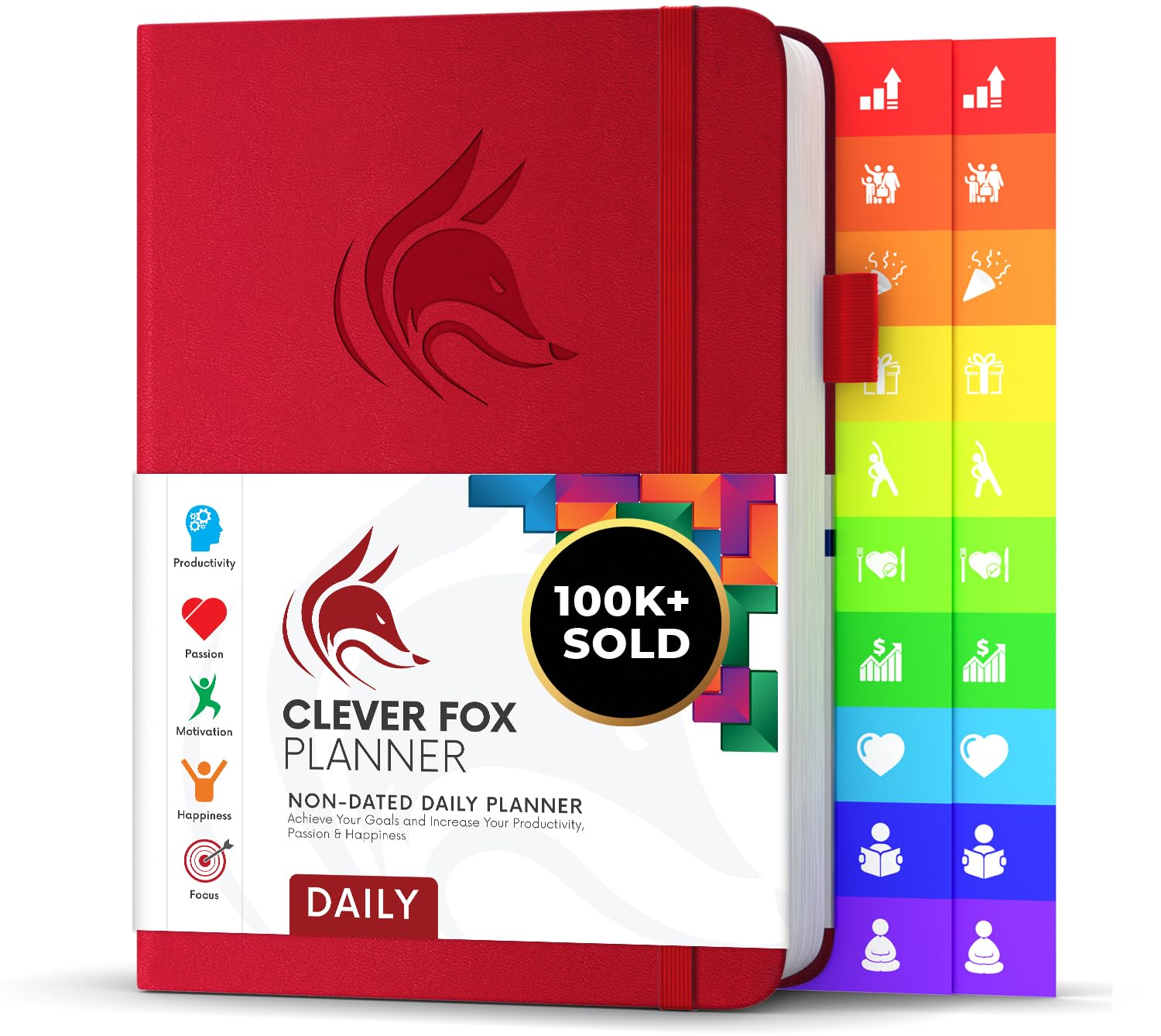Clever Fox Planner Daily – 6-Month Undated Planner with Hourly Schedule, To-Do List & Time Management – Work & Personal Organizer, A5 (Red)