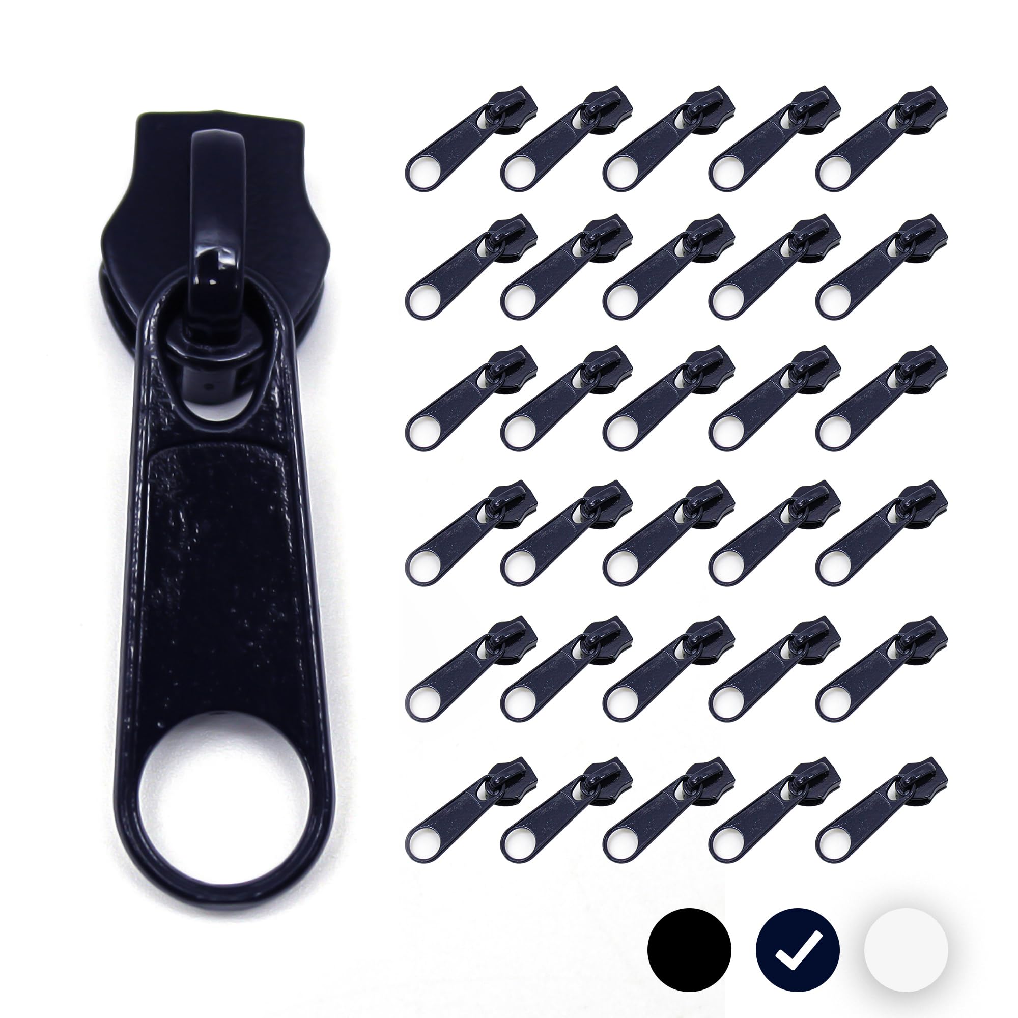 DOJA Barcelona Zip zip, 40 mm, pack 50, zip slider number 5, dark blue, zip slider for sewing, zip puller, clothes, coats, jackets, skirts, sleeping bag