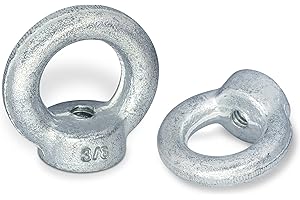 JIT FASTENER 3/8"-16 Lifting Eye Nuts, Drop Forged Galvanized Threaded Fastener, UNC Standard Ring Shape Lifting Eye Nut, 2 Packs
