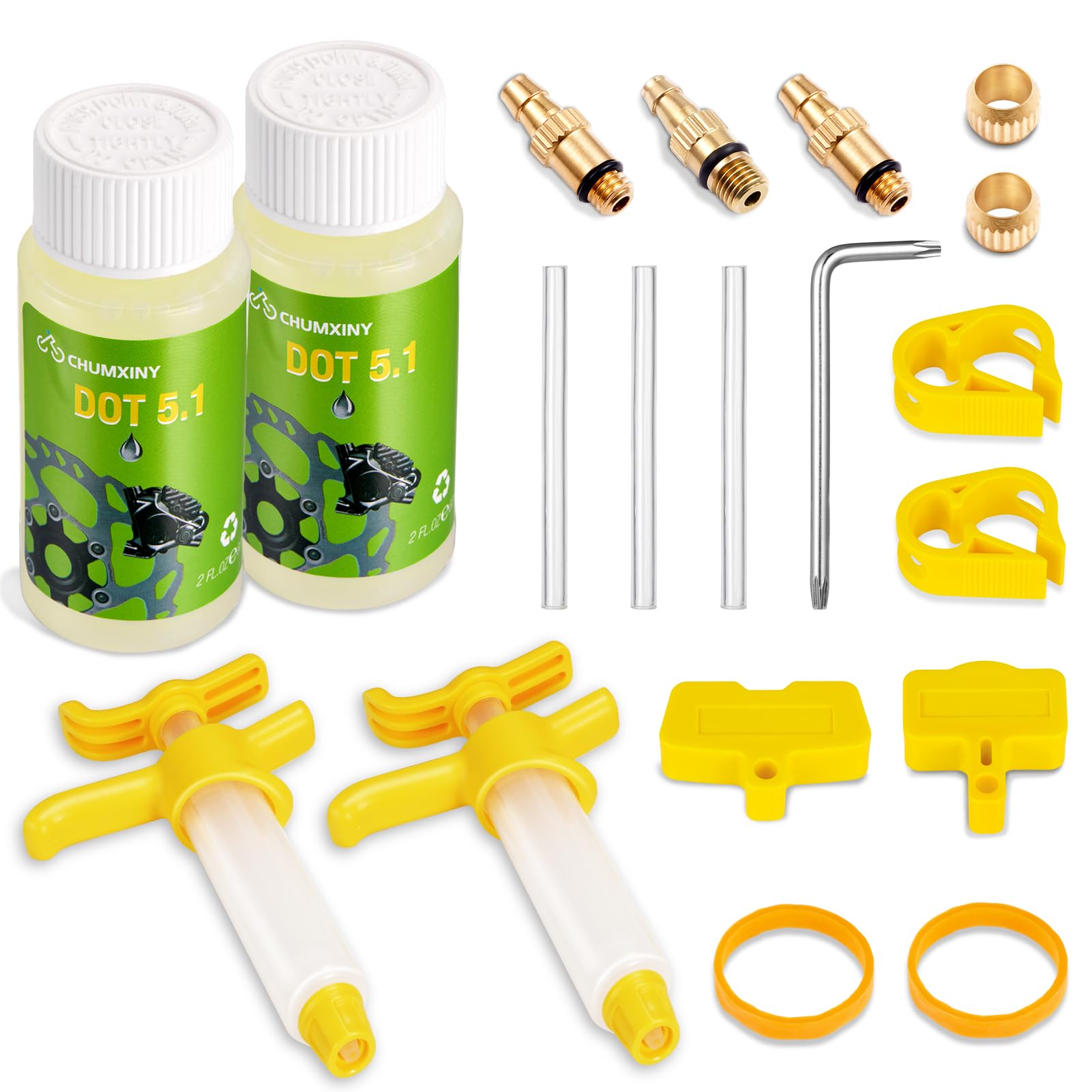 CHUMXINY Bleed Kit for SRAM, Avid Range of Hydraulic Disc Brakes, Including High Performance DOT 5.1 Brake Fluid(120ml).