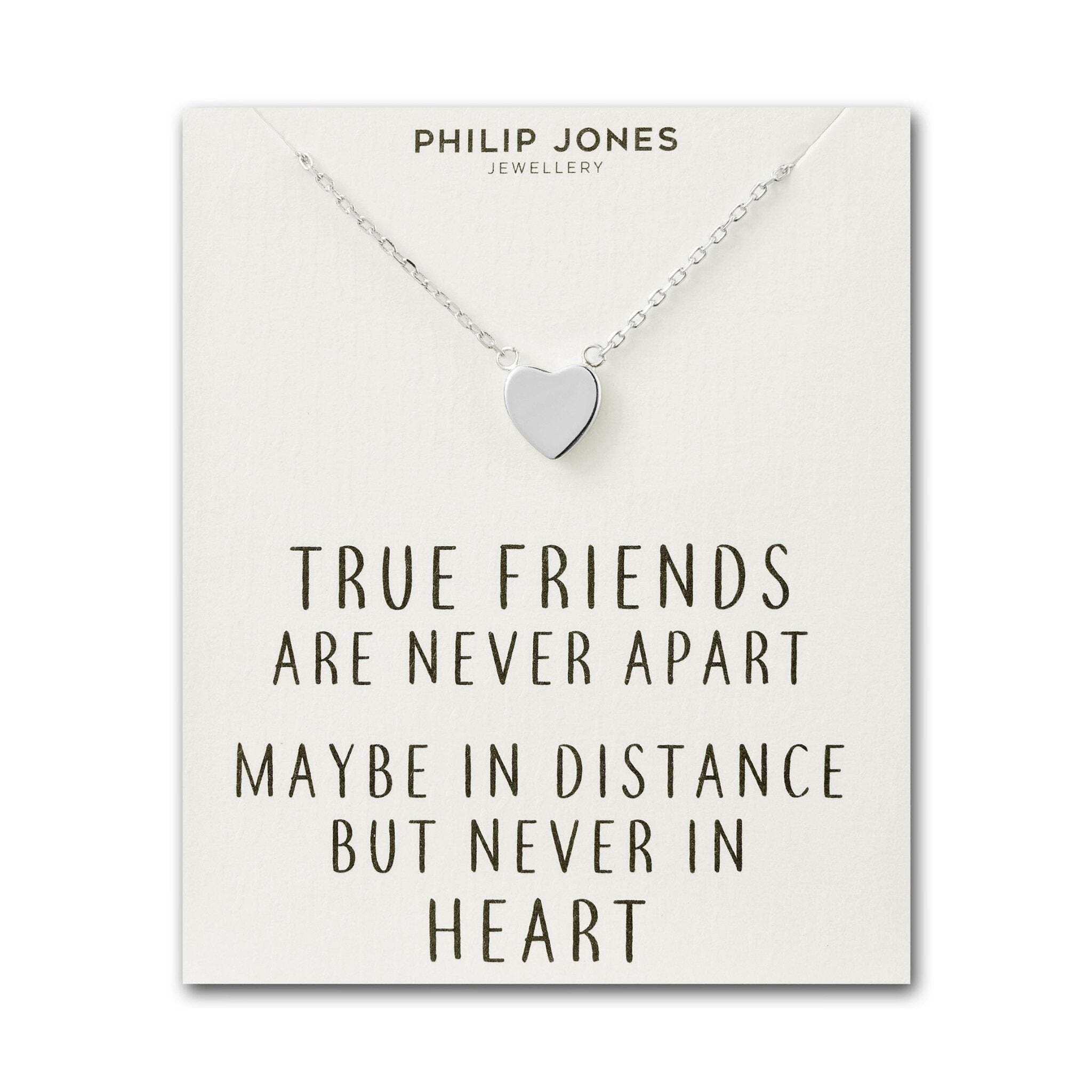 Philip Jones Silver Plated Heart Necklace with Quote Card