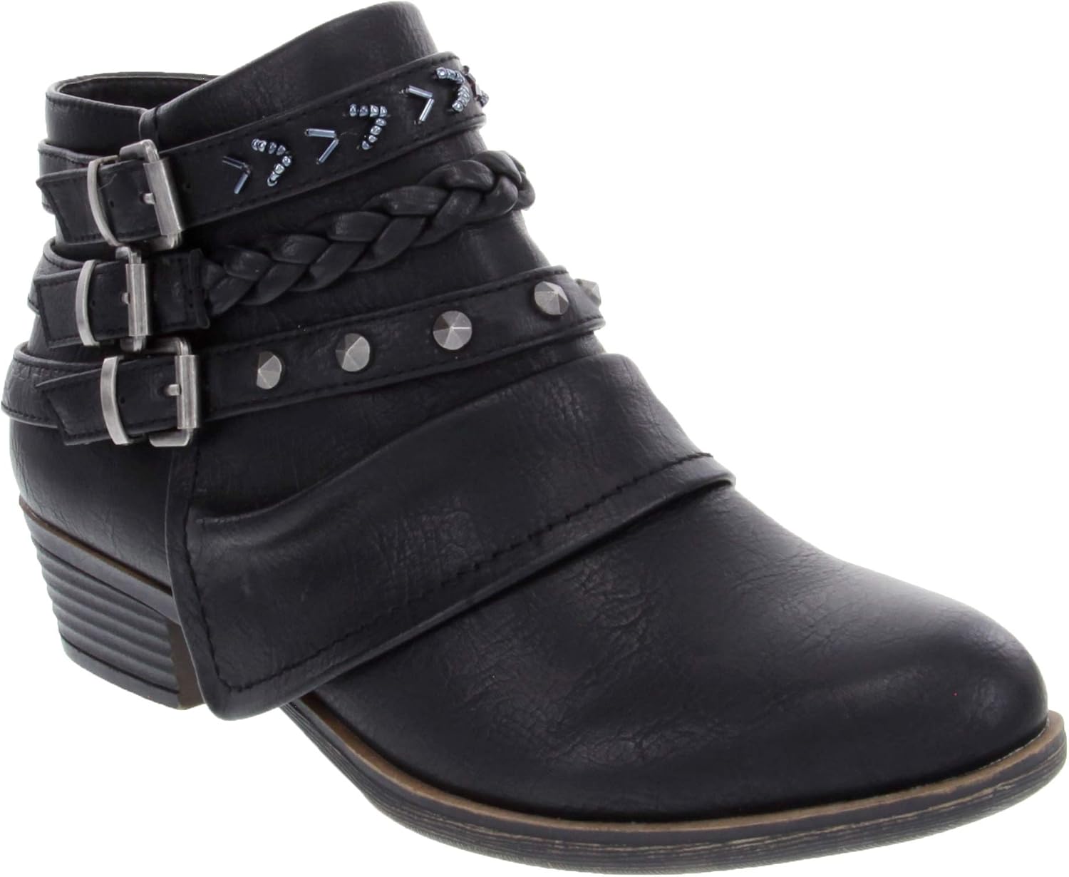 LONDON FOG Womens Morey Triple Buckle Ankle Boot Ladies Side Zipper