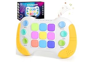 AOTIBO Fast Push Game Fidget Toys Handle, Flashing Handheld Game for Kids Teens Adults, Electronic Brain & Memory Game, Quick Push Buttons Gamepad, Xmas Birthday Gifts STEM Toys for Boys Girls (Yellow)