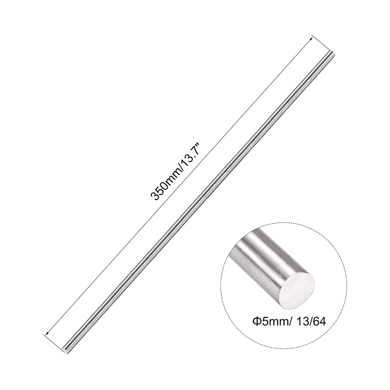 sourcing map 5mm x 350mm 304 Stainless Steel Solid Round Rod for Drift Punches DIY Craft Model Plane Model Ship Model Cars - 8pcs - Image 3
