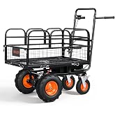 VEVOR Electric Utility Cart, 36V 432Wh Battery Powered Electric Wagon, 500W Power Wheelbarrow with Brake, 660 lbs Load Heavy Duty Steel Garden Cart for Farm and Yard All Purpose Modular Cargo Bed