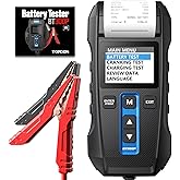 Car Battery Tester 12V 24V 100-2000CCA Lead-Acid Battery, TOPDON BT300P Alternator Tester, Load Tester, with Built-in Printer