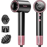 Ionic Hair Dryer with Diffuser and Concentrator- 180000 RPM High Speed Blow Dryer, 3 Min Fast Drying, Heat-Control, Low Noise, Lightweight, Salon Professional Blow Dryer for Women, Men (Blush Pink)