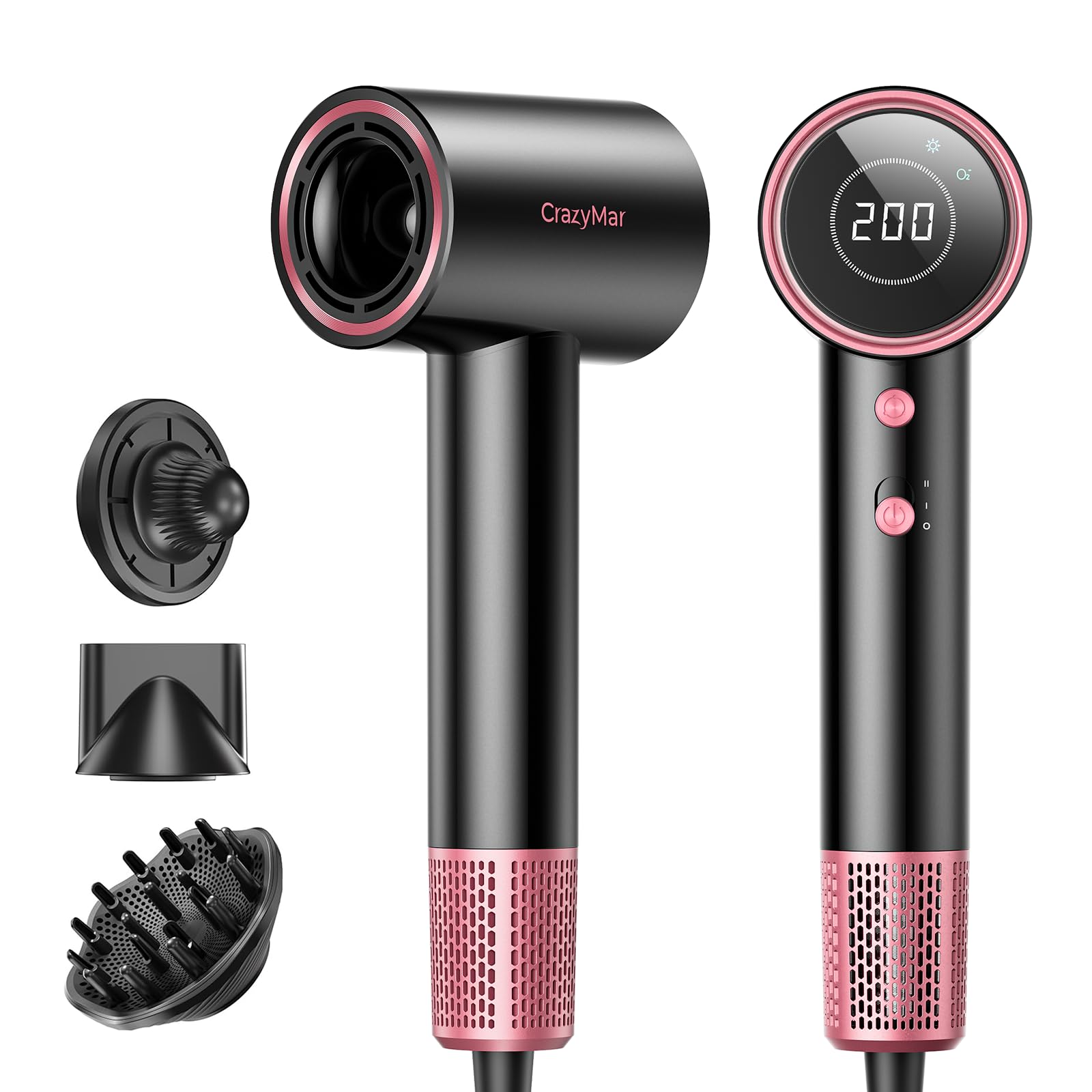 Photo 1 of Ionic Hair Dryer with Diffuser and Concentrator- 180000 RPM High Speed Blow Dryer, 3 Min Fast Drying, Heat-Control, Low Noise, Lightweight, Salon Professional Blow Dryer for Women, Men (Blush Pink)