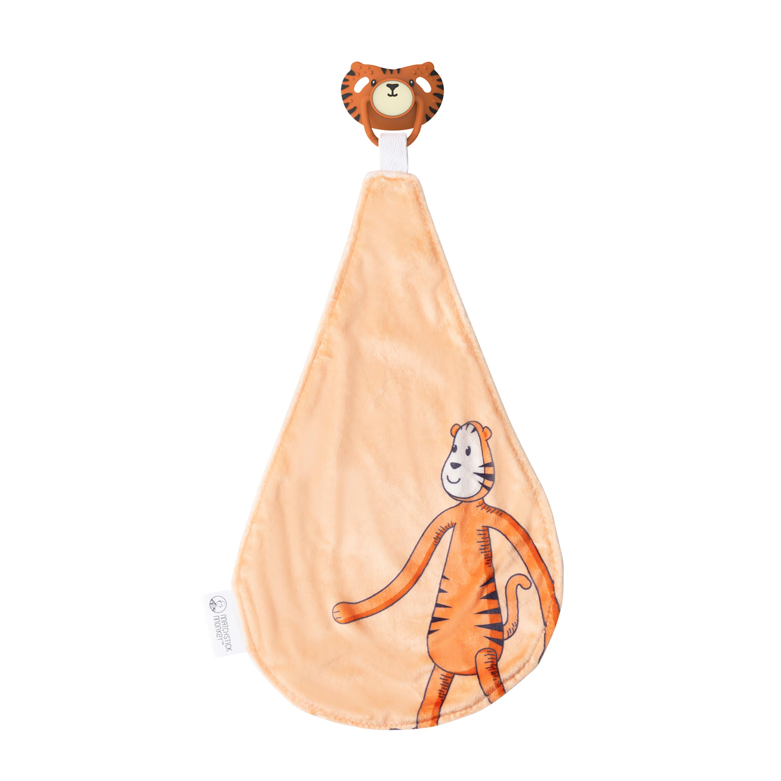 Matchstick Monkey All in One Soother, Teether and Comforter - Orthodontic Teat & Antimicrobial Protection, Suitable from Newborn, Teddy Tiger — image 1