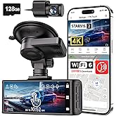 REDTIGER 4K STARVIS 2 Dash Cam Front and Rear, 5GHz WiFi 20MB/s Download, 128GB Card Included, Voice Control, Dash Camera for Cars with 3.18" Touch Screen, GPS, Loop Recording, Parking Mode(F7N Touch)