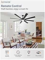 ZMISHIBO 72 inch Large Ceiling Fans with Lights and