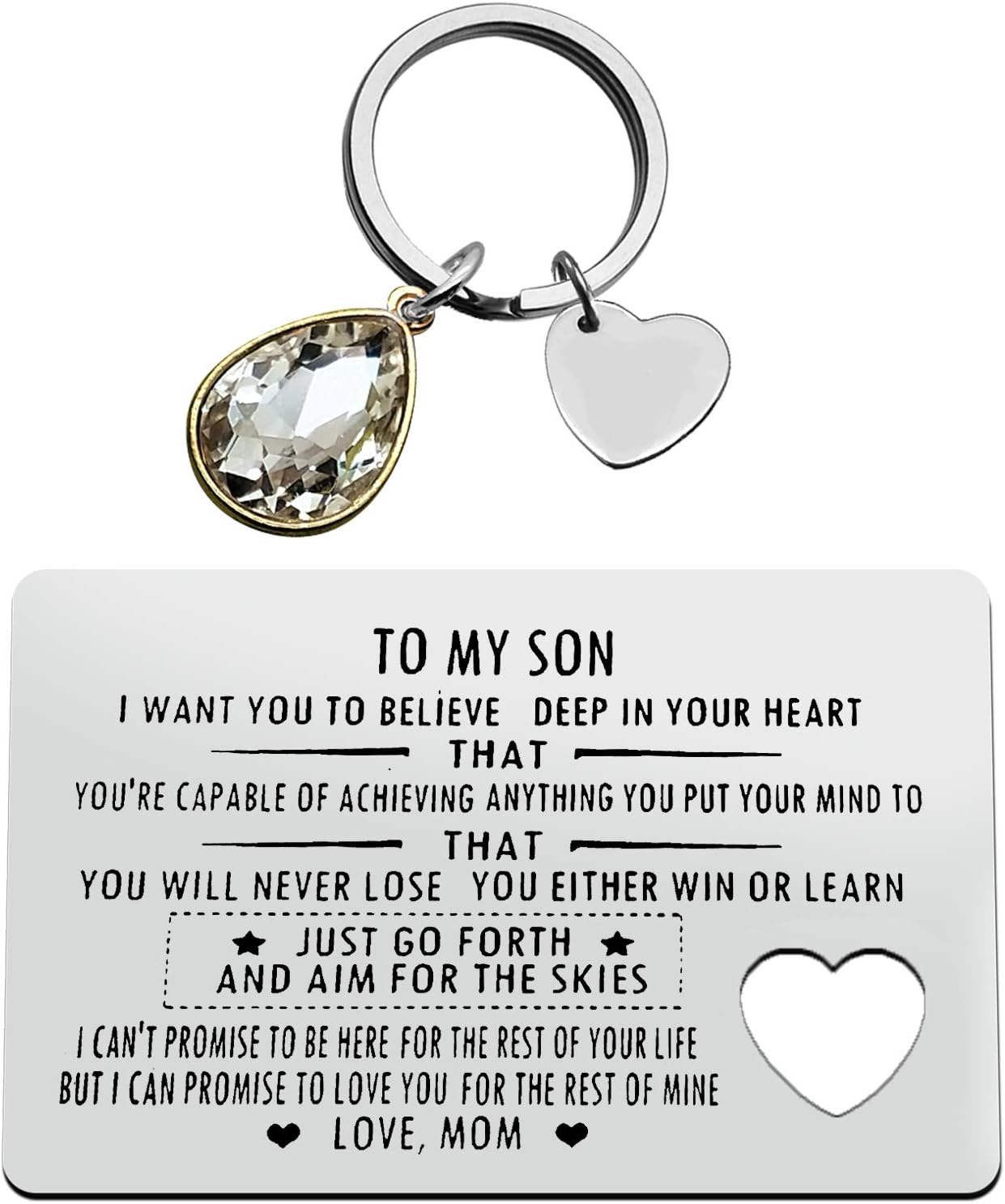 Son Gifts from Mum Engraved Wallet Insert Card for Son Graduation Gifts Inspirational Gifts for Son Christmas Birthday Gifts Encouragement Gifts for Son