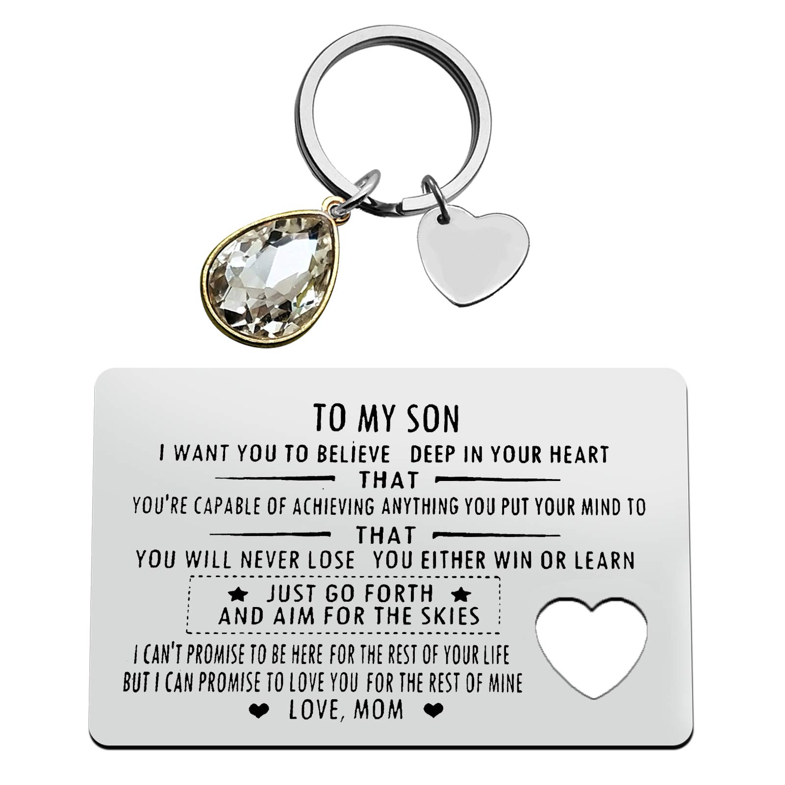 Son Gifts from Mum Engraved Wallet Insert Card for Son Graduation Gifts Inspirational Gifts for Son Christmas Birthday Gifts Encouragement Gifts for Son