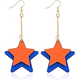 GELVTIC Leather Heart Earrings Dangle for Women Trendy, Star Earrings Lightweight Fashion, Gifts for Her