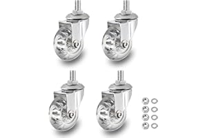 YAEMIKY 2 inch Stem Caster Wheels, M8×15mm Threaded Stem Castors Wheel, 360 Degree Rotated Crystal Clear Wheel,Soft Polyurethane Furniture Wheels for Carts and DIY Projects