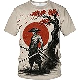 ARTPETSPI Novelty Men's Samurai Anime T-Shirt Japanese Warrior Graphic Tee Shirt