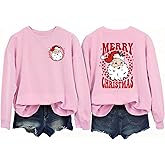 Huovud Merry Christmas Santa Sweatshirt for Women – Lightweight Holiday Pullover, Casual Festive Winter Top