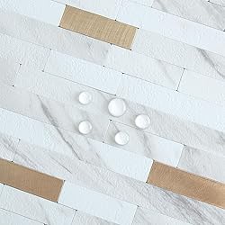 AULIGET 20 Sheets Faux Stone White Marble Peel and