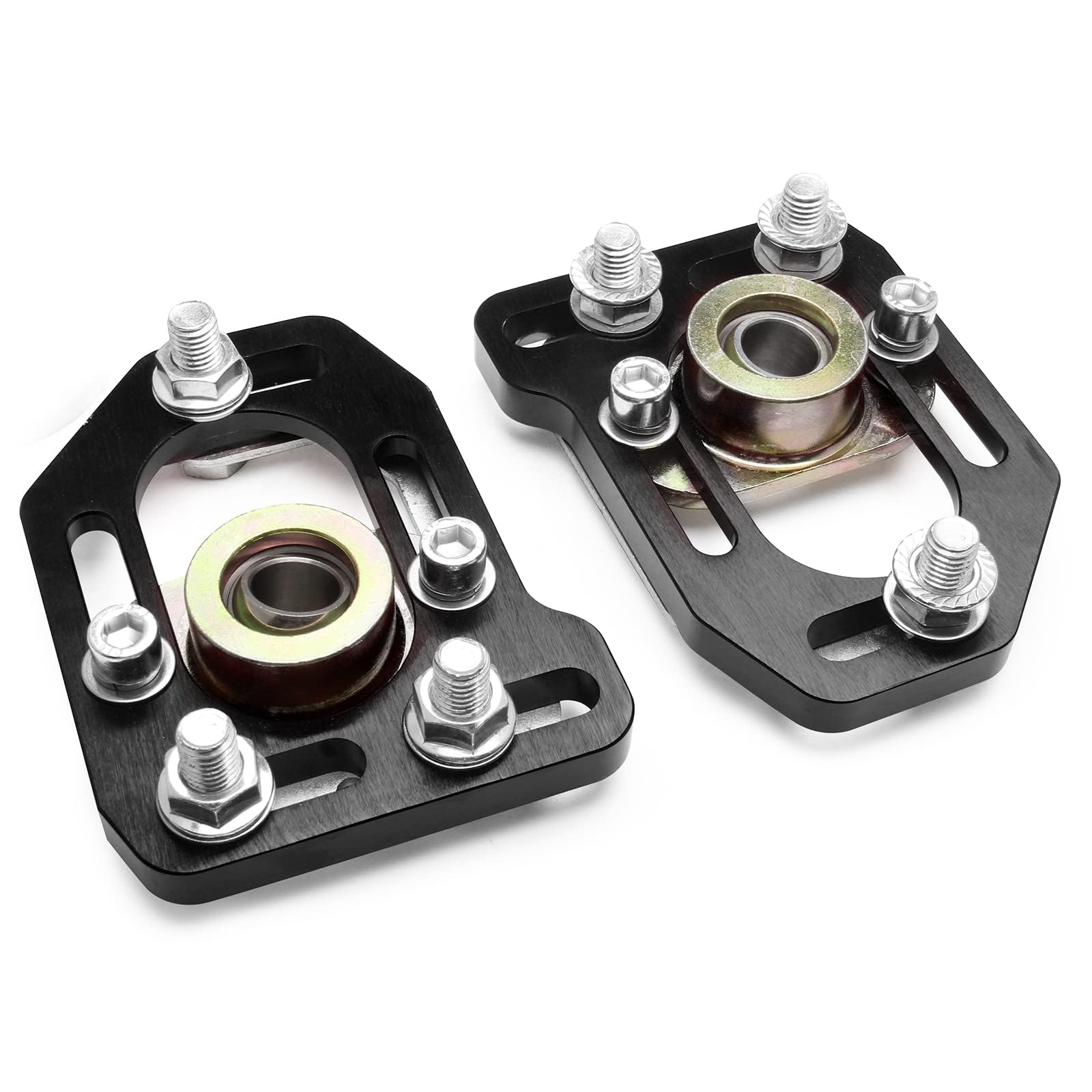 Photo 1 of HTRACING 2 Pcs Caster Camber Plates Compatible with Ford Mustang 1979-1989 Front Adjustable +/-3.0 Camber +/-2.0 Caster Plates Aluminum Alloy 79 80 81 82 83 84 85 86 87 88 89 (Black)