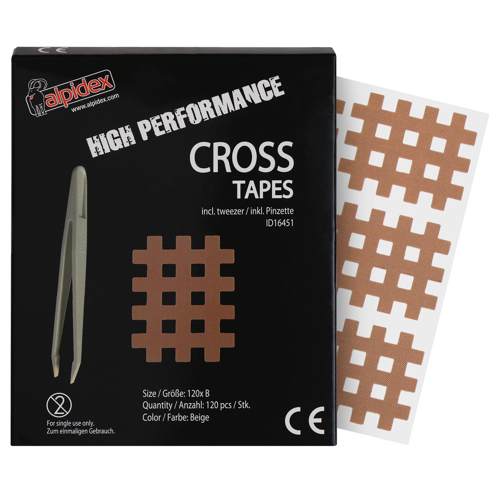 ALPIDEX Cross Tape Acupressure Patches Grid-Shaped Tapes Antistatic Tweezers Crosshatch Patches, Colour:Beige, Quantity:120 Pieces - Size B