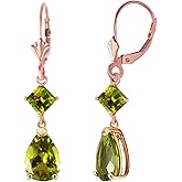 4.5 CTW 14k Solid Rose Gold Dangling Earrings with Natural Peridots