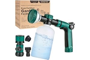 VENETIO 8-Dial Lawn & Garden Feeder Pro with Quick Connect Fittings and 16oz Bottle for Uniform Fertilizing & Watering Plants | Precision Liquid Fertilizer Sprayer | Hose Spray Nozzle for Dog Shampoo