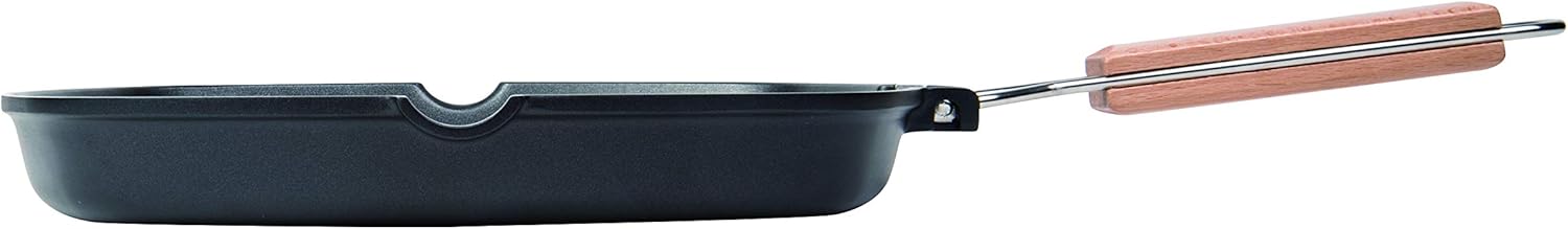 MasterPan Non-Stick Grill Pan Wooden, 8", Folding Handles: Kitchen & Dining