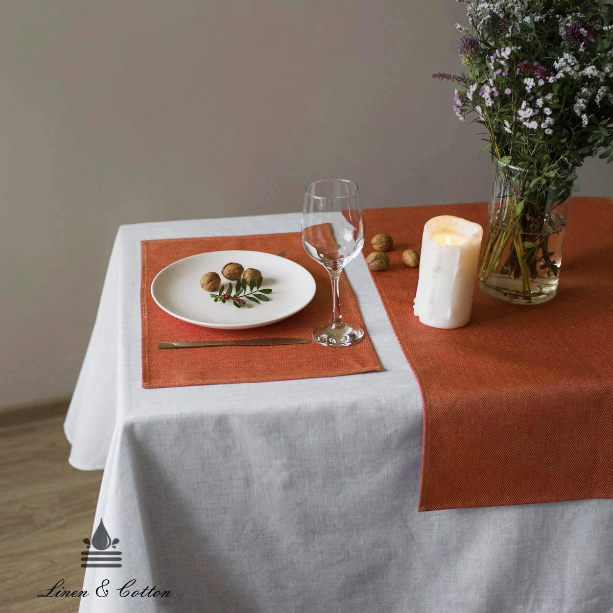 Linen & Cotton Waterproof Table Mats Placemats Pietro Set of 2-100% Linen - Image 3