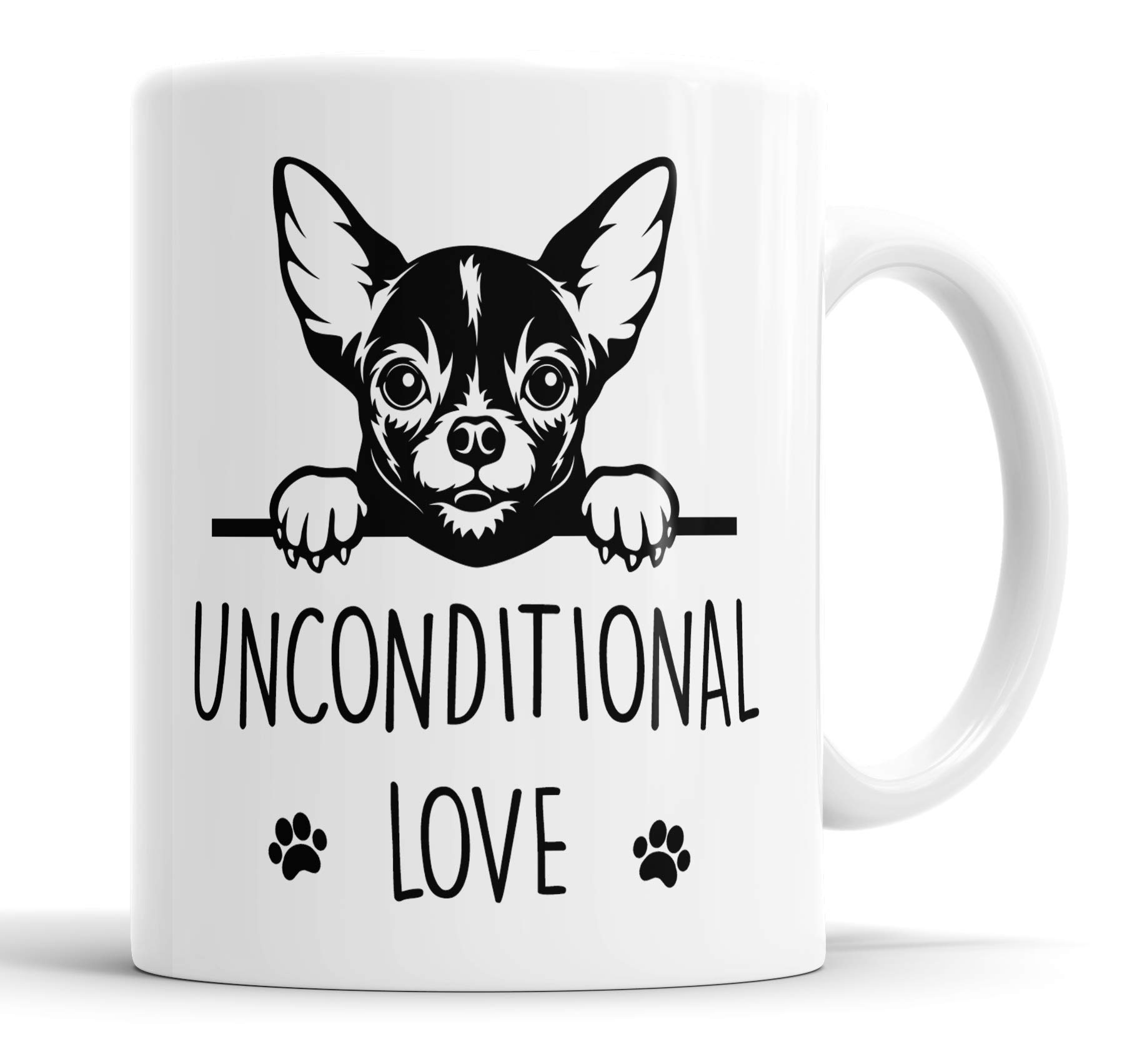 Faithful Prints Chihuahua Unconditional Love Mug Pet Present Chihuahua Dog Mum Dad Friend Joke Funny Gift Cup Birthday Christmas, Ceramic Mug